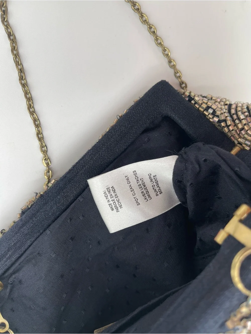 Anthropologie Miss Albright Beaded Evening Clutch Clamshell Chain Strap NWT